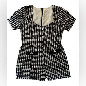 Stylish Black and White Houndstooth Jumpsuit